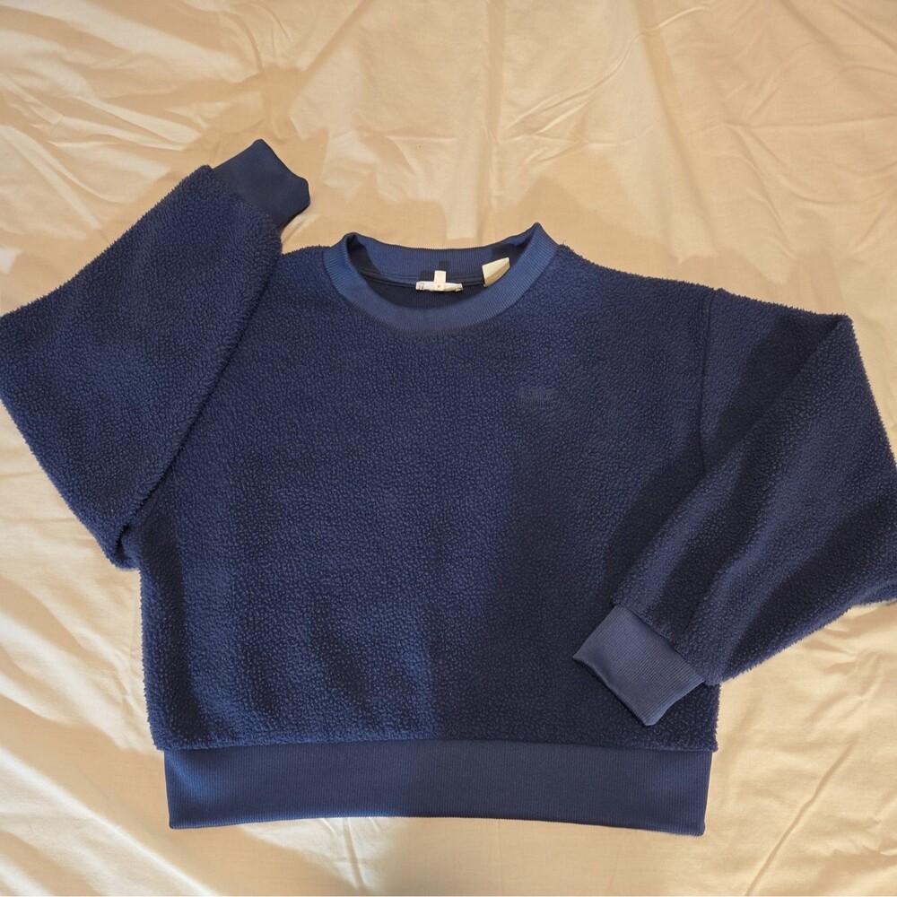 Levi’s Women’s XS Blue Pullover Fleece Crewneck Sweatshirt Logo Long Sleeve